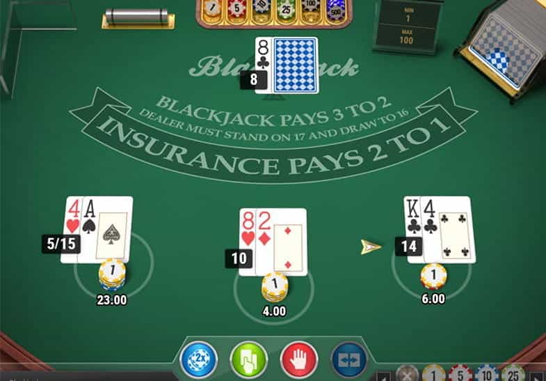L’interfaccia grafica del Blackjack Multi-hand in versione gratuita. 