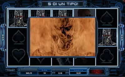 5 di un tipo attivati sulla slot Terminator II di Microgaming.