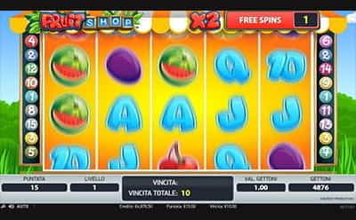 Free spin attivati sulla slot Fruit Shop di NetEnt.