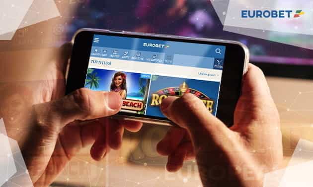 Uno smartphone con il sito Eurobet e il logo dell'azienda.