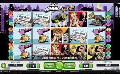 Interfaccia grafica della slot Jack Hammer di Random Logic.