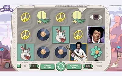 Interfaccia della slot Jimi Hendrix di NetEnt.