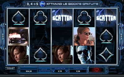 Interfaccia grafica della slot Terminator II di Microgaming.