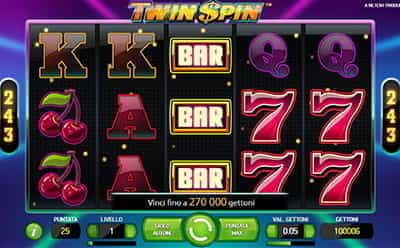 Interfaccia grafica della slot Twin Spin di NetEnt.