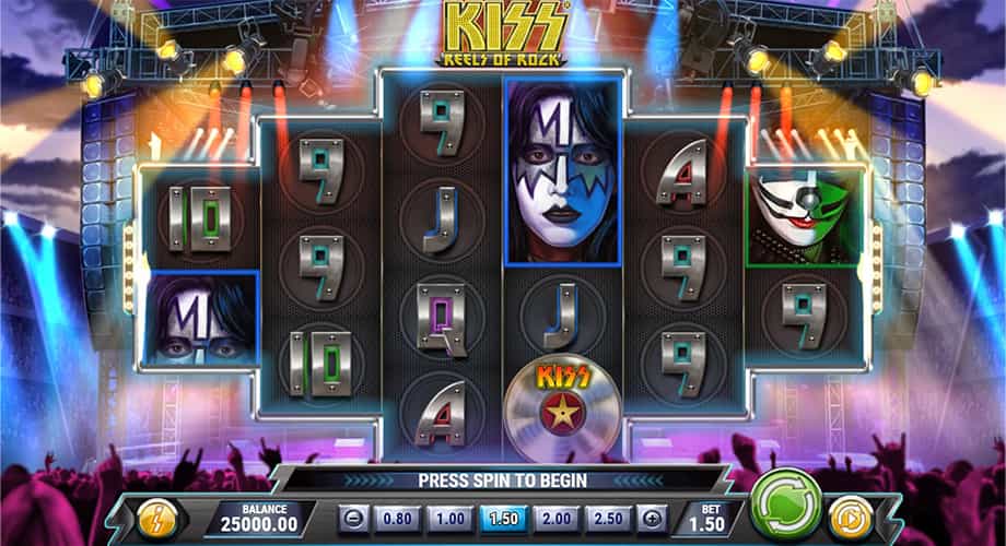 Screenshot della slot Kiss Reels of Rock