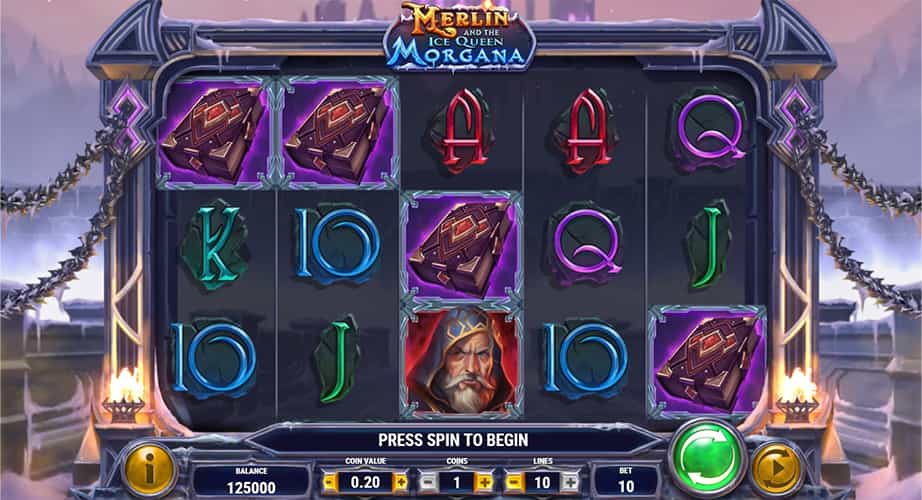 Screenshot della slot Merlin and the Ice Queen Morgana