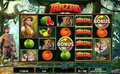 Il moltiplicatore bonus della slot Tarzan a marchio Microgaming.