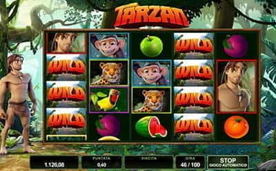 Il logo Wild sulla slot Tarzan.