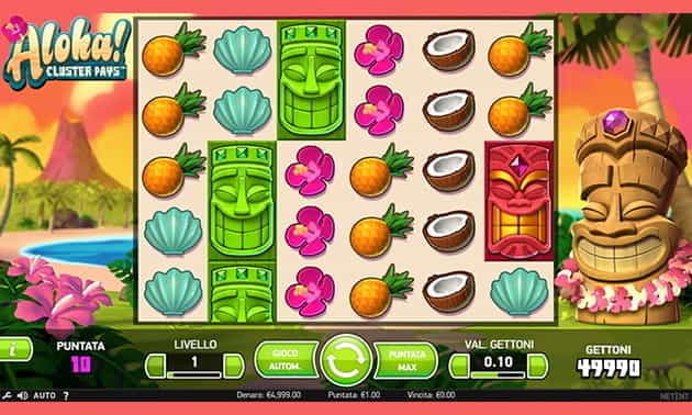 :L’interfaccia grafica della slot Aloha di NetEnt.