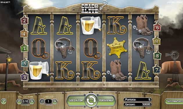 L’interfaccia grafica della slot Dead or Alive di NetEnt.