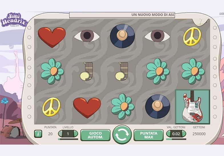 La demo di gioco della slot Jimi Hendrix prodotta da NetEnt.