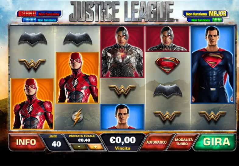 La modalità di prova della slot Justice League targata Playtech.
