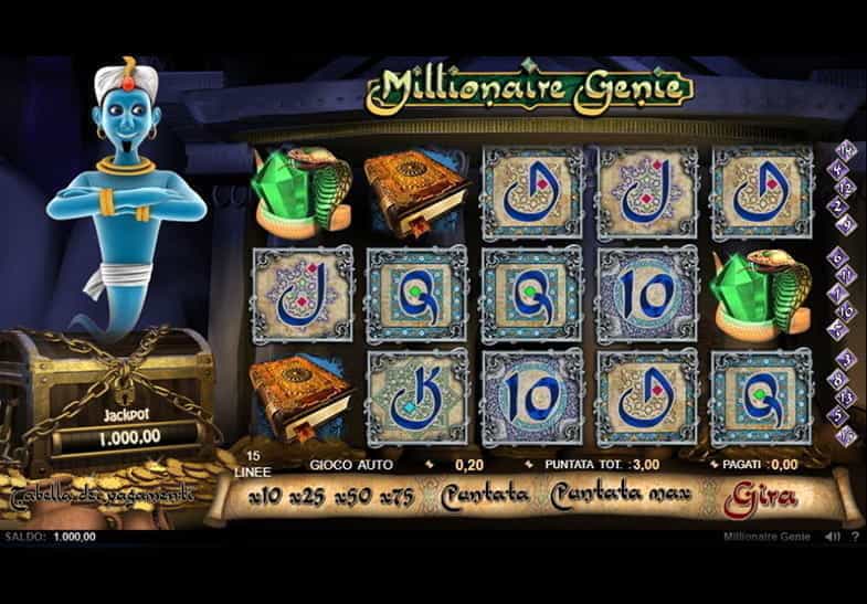 Screenshot della slot Millionaire Genie targata Random Logic.