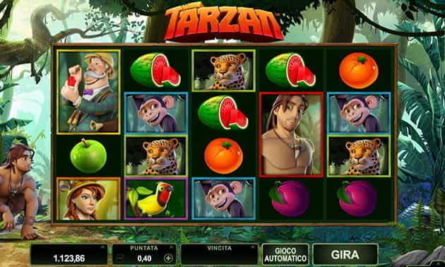 Il gameplay della slot Tarzan sviluppata da Microgaming.