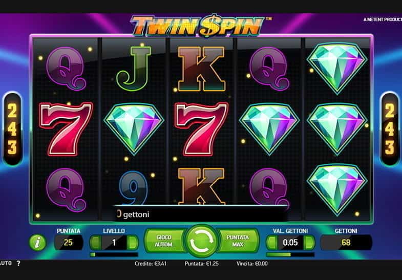 La versione prova della slot Twin Spin prodotta da NetEnt.