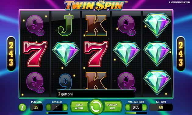 L’interfaccia grafica della slot Twin Spin di NetEnt.