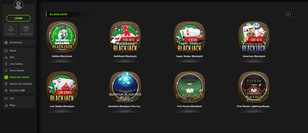Una panoramica dei giochi di blackjack di 888casino