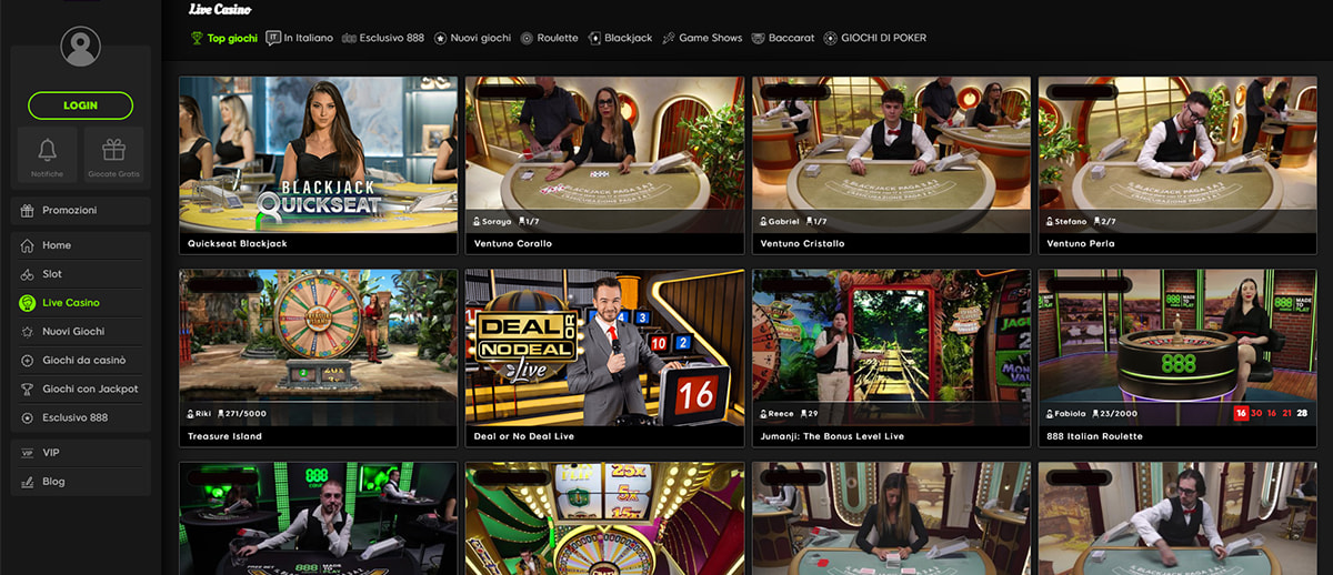 Una panoramica dei giochi del casinò live di 888casino