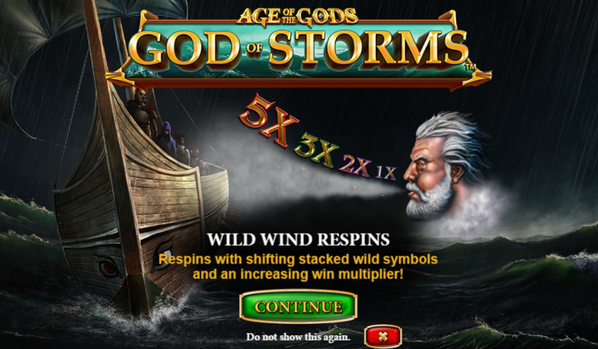La schermata principale della slot Age of the Gods - God of Storms