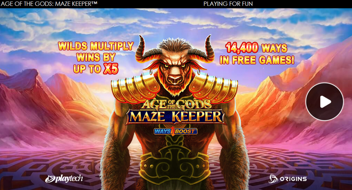 La schermata principale della slot Age of the Gods Maze Keeper