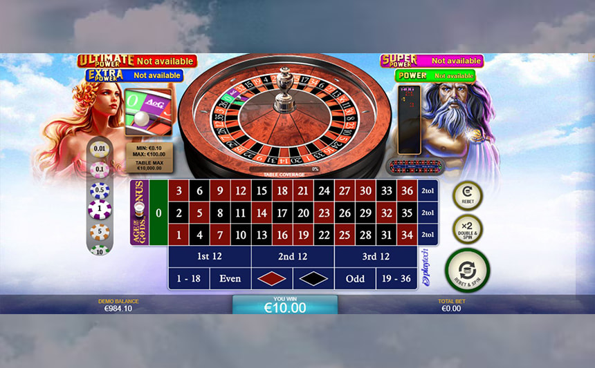 La schermata principale della Age of the Gods Roulette