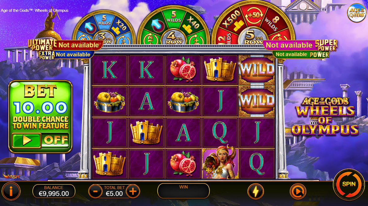 La schermata principale della slot Age of the Gods: Wheels of Olympus