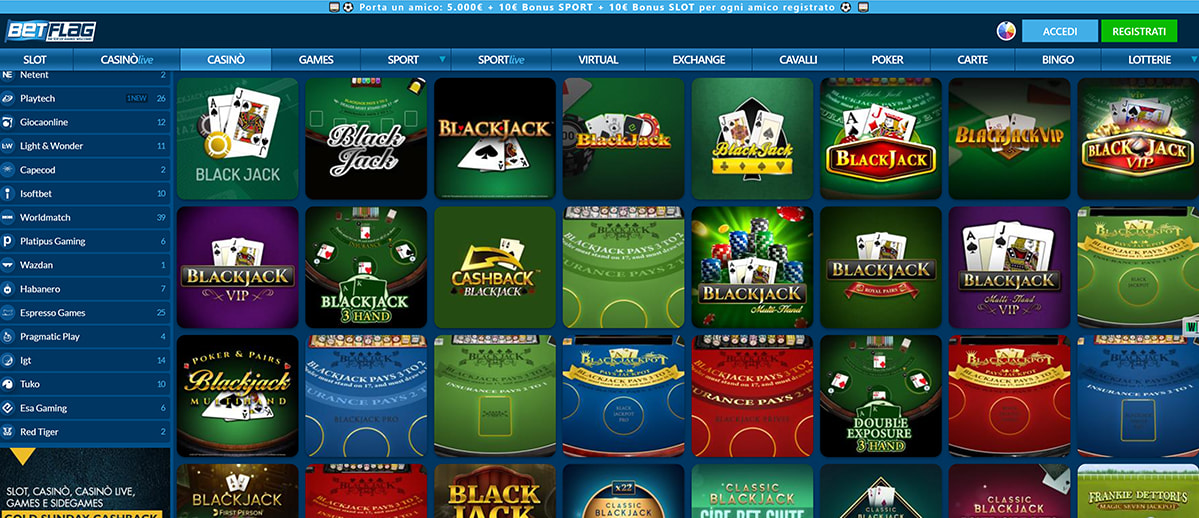 Una panoramica dei giochi di blackjack di BetFlag