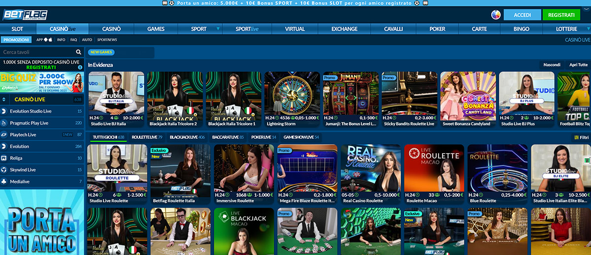 Una panoramica dei giochi del casinò live di BetFlag