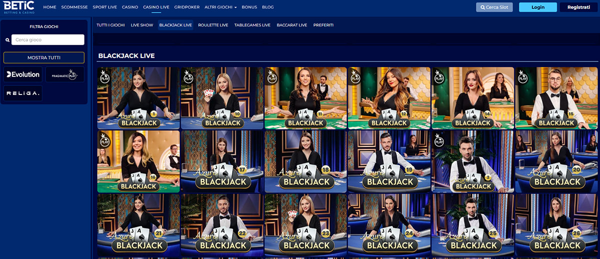 Una panoramica dei giochi di blackjack di Betic