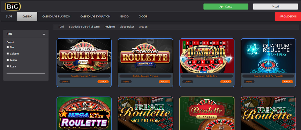 Una panoramica delle roulette di BIG Casinò