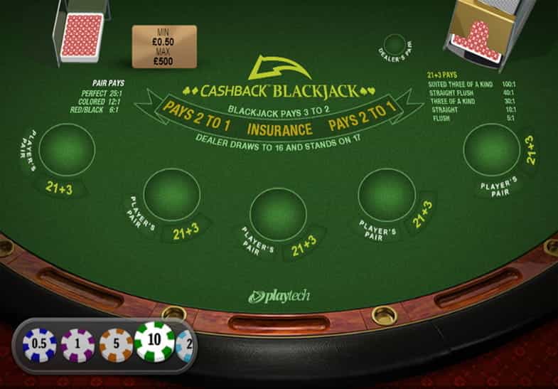 La versione demo di Blackjack Cashback