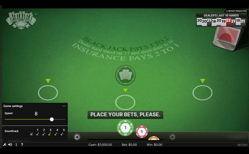 Le impostazioni di Blackjack Classic