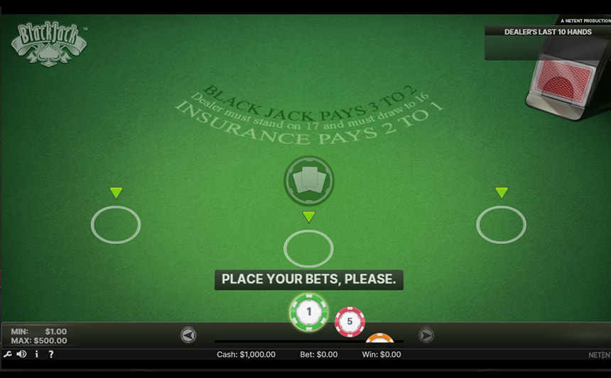 La schermata principale del Blackjack Classic