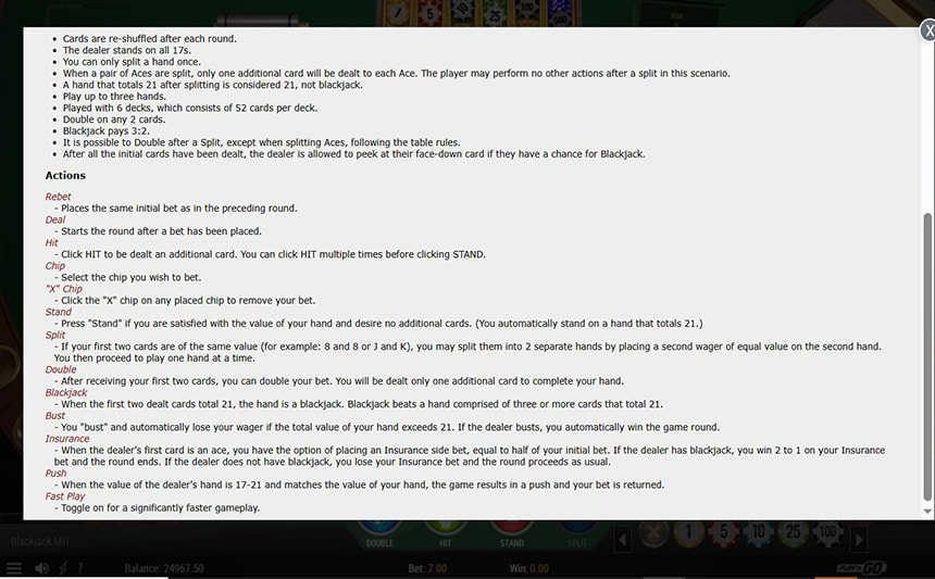 Il regolamento del Blackjack Multi-hand