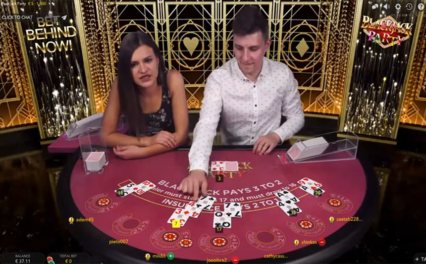 Un tavolo di Blackjack Party Evolution live