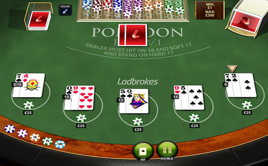 La schermata principale del Blackjack Pontoon