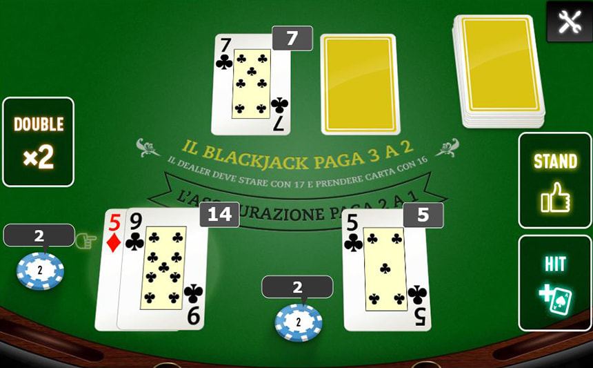 La funzione Split durante una partita a Blackjack Pro di Capecod