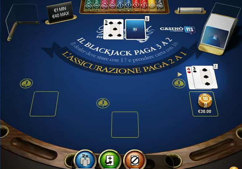L’interfaccia grafica del Blackjack Pro in versione demo.