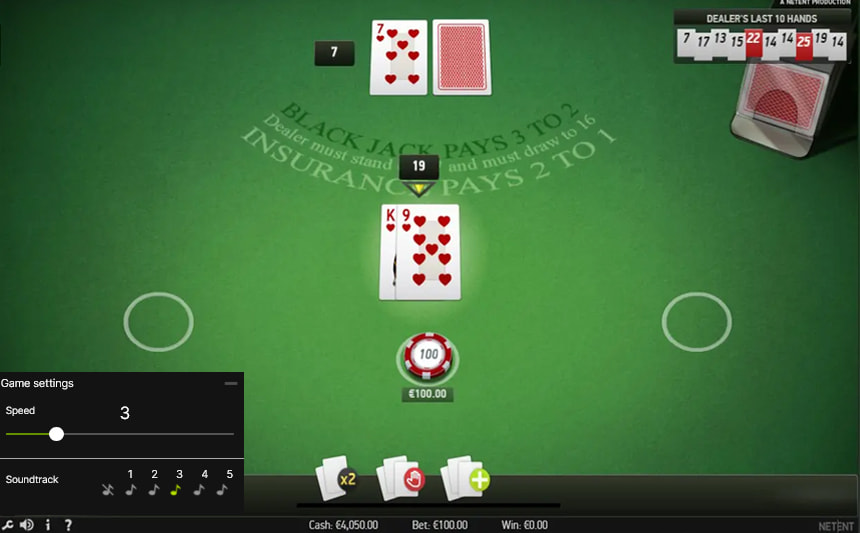 Le impostazioni di Blackjack Professional Series