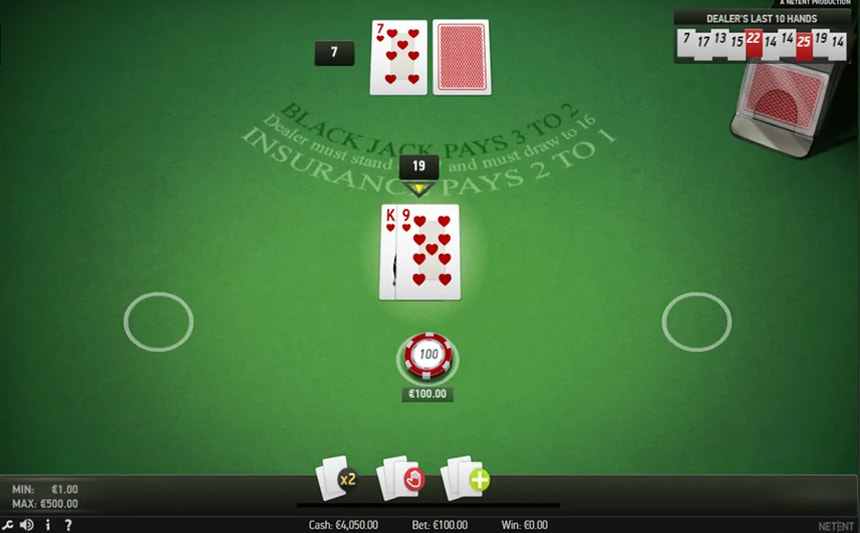 La schermata principale del Blackjack Professional Series