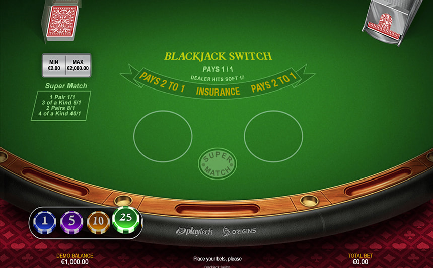La schermata principale del Blackjack Switch