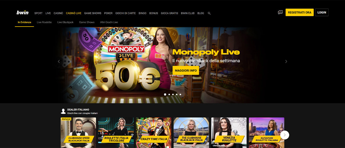 Una panoramica dei giochi del casinò live di bwin