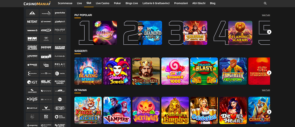 Una panoramica delle slot di CasinoMania