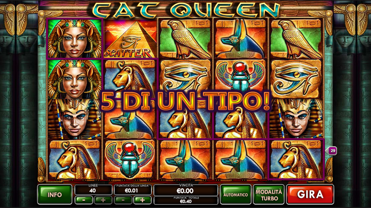 La schermata principale della slot Cat Queen