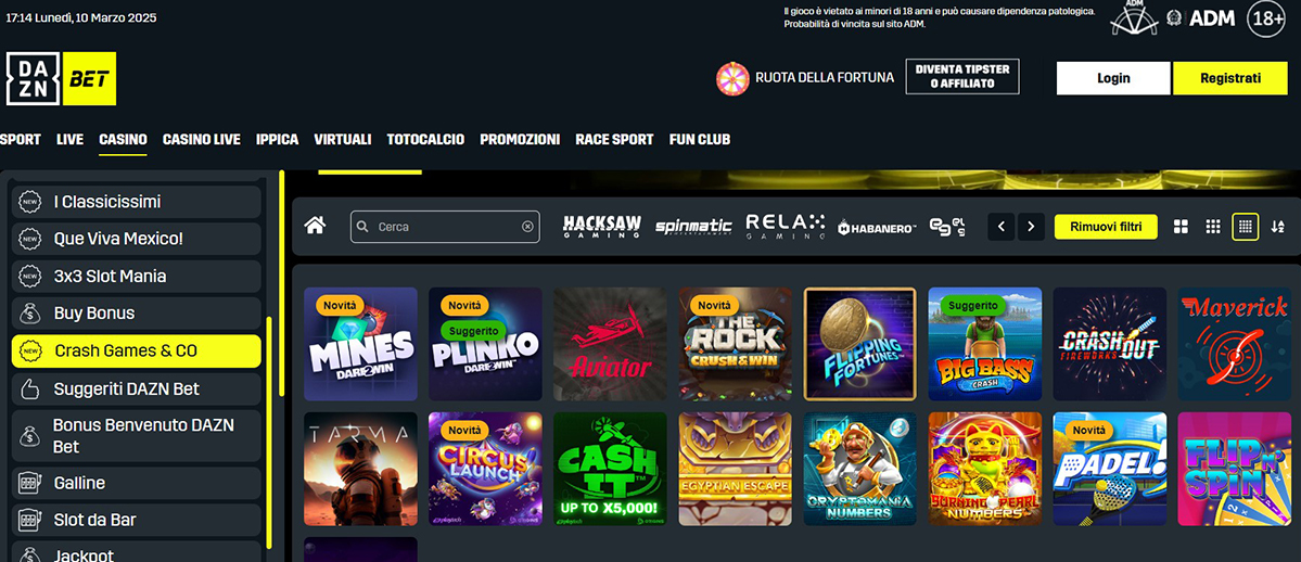 Una panoramica degli altri giochi di Daznbet