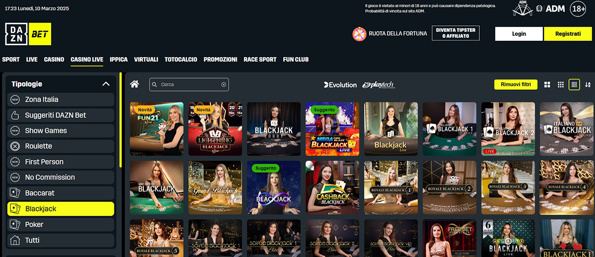 Una panoramica dei giochi di blackjack di Daznbet