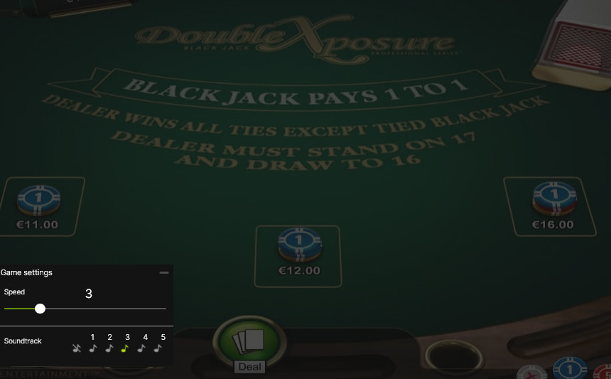 Le impostazioni di Double Exposure Blackjack