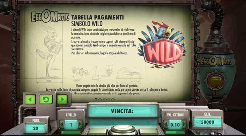 La tabella dei pagamenti della slot EggOMatic