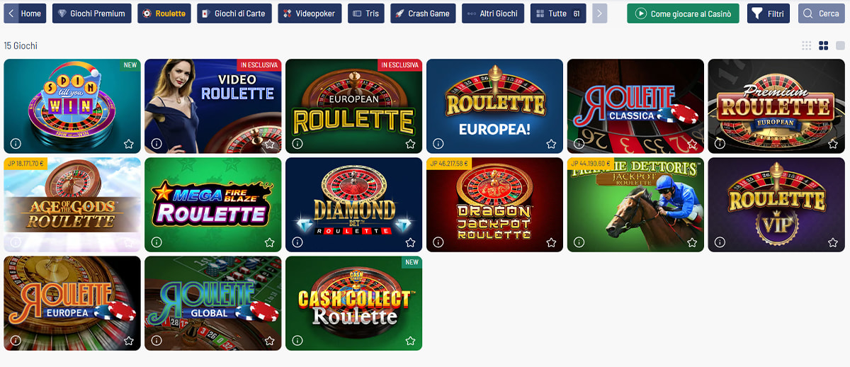 Una panoramica dei giochi di roulette di Eurobet