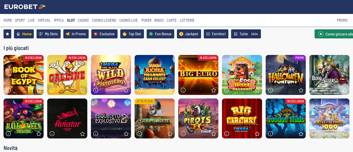 Una panoramica delle slot di Eurobet